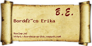 Bordács Erika névjegykártya